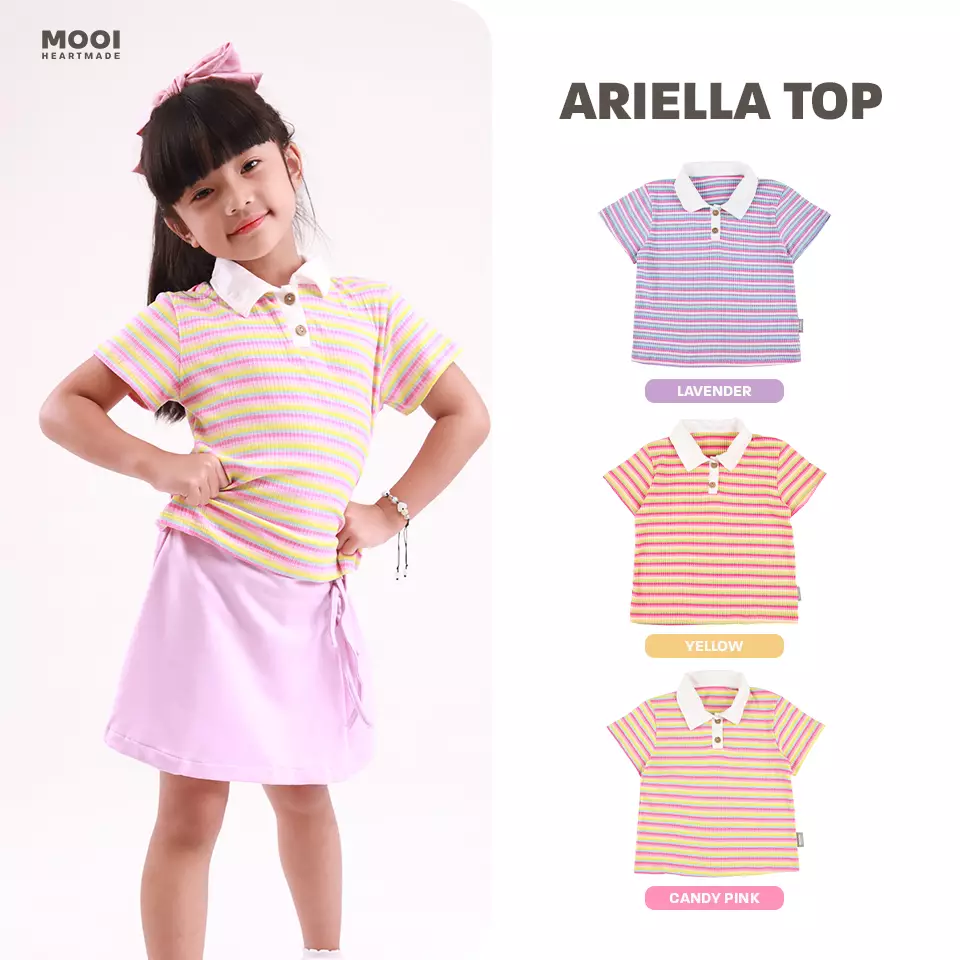 Mooi Atasan Anak Perempuan Ariella Top - Candy Pink