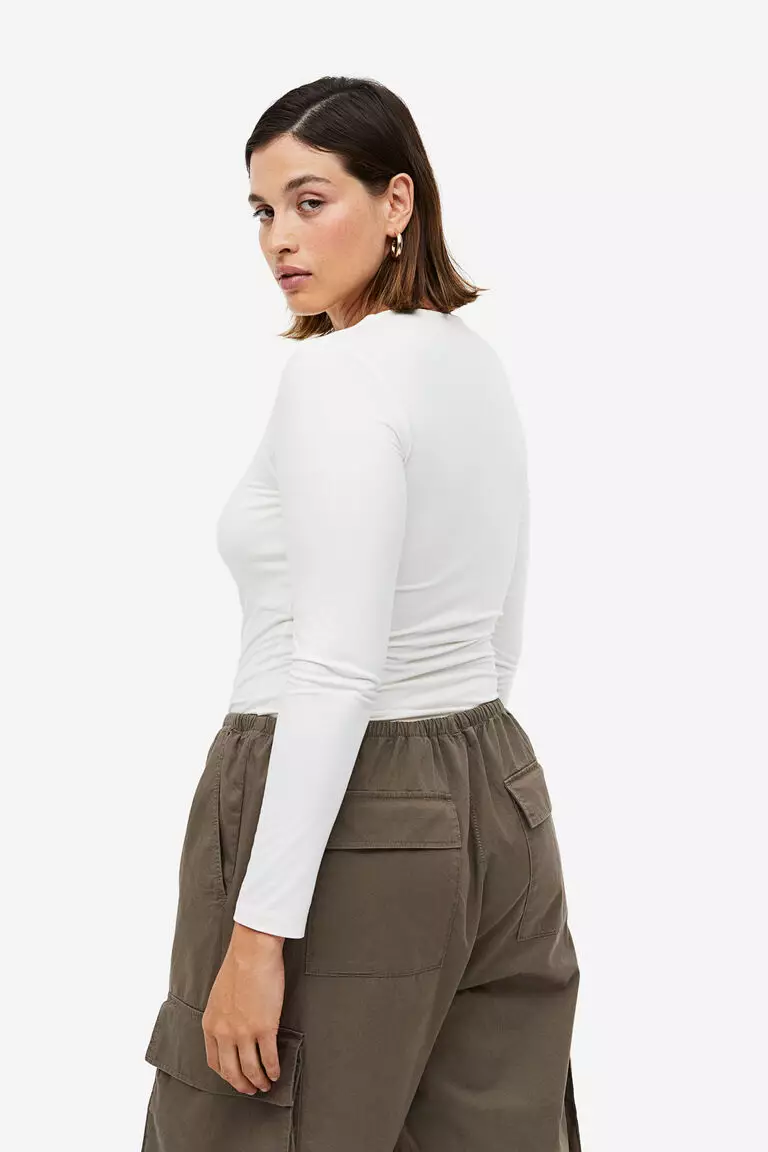 Long-sleeved jersey top