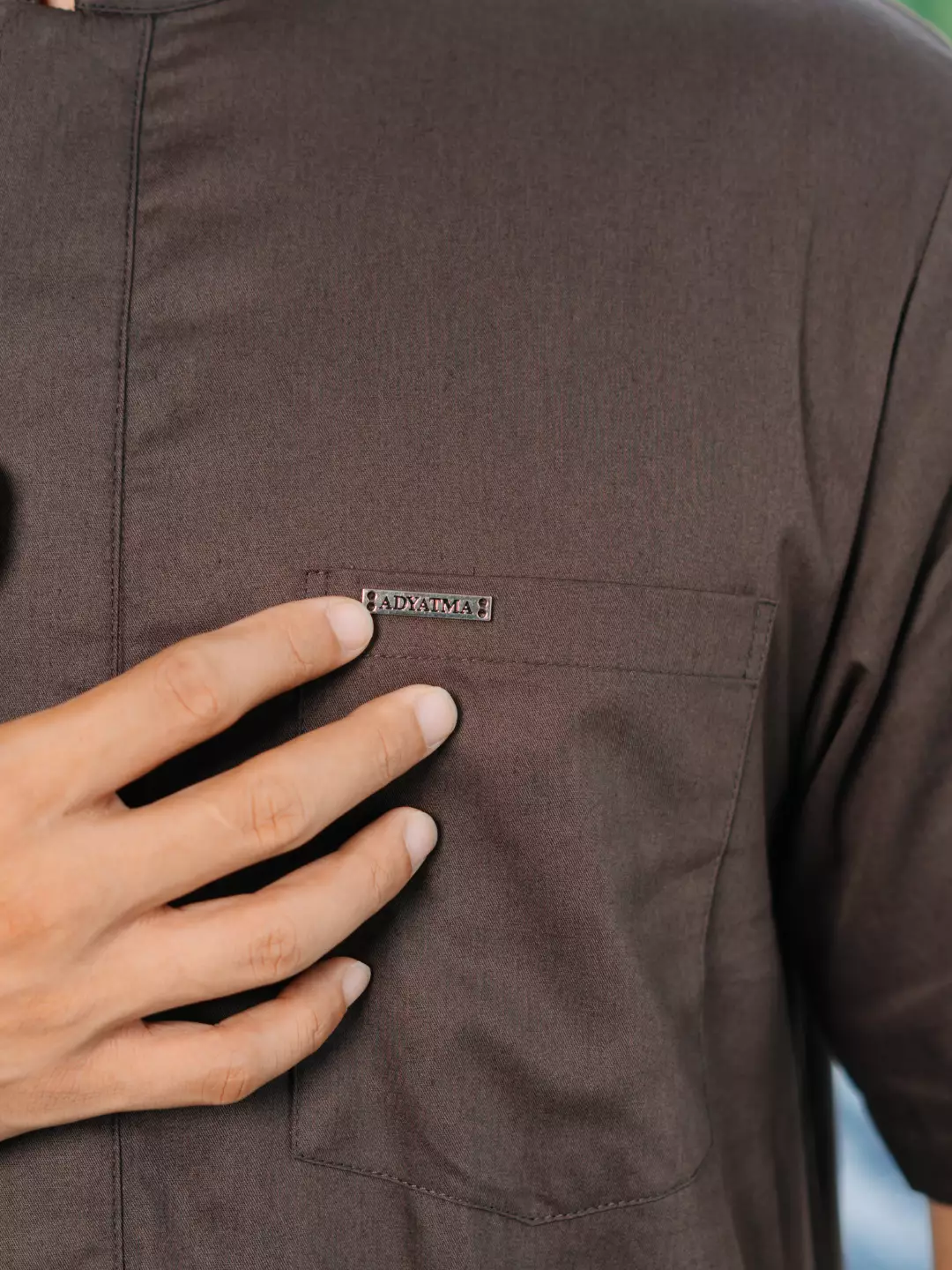 Adyatma Baju Koko Jubah Gamis Pria COTTON COMBED TWILL Mahogany Regular Fit Baju Muslim Pria Lengan Pendek