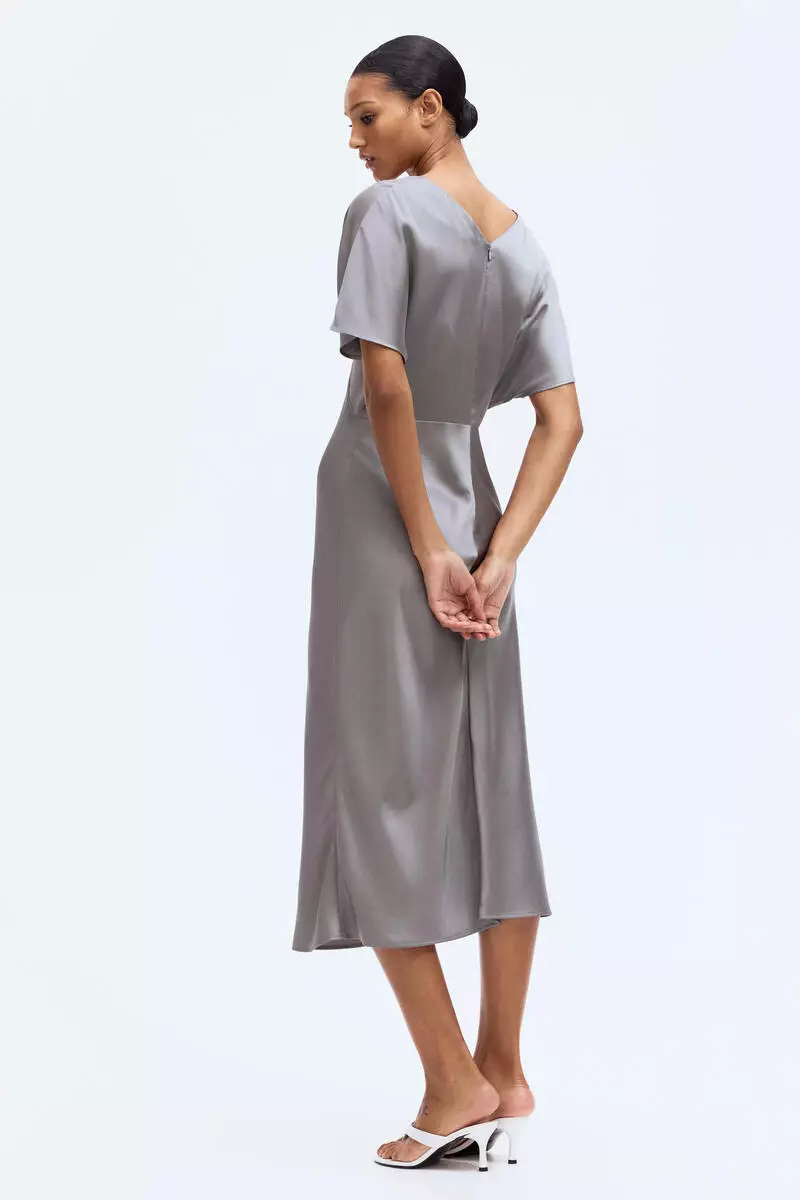 V-neck satin dress