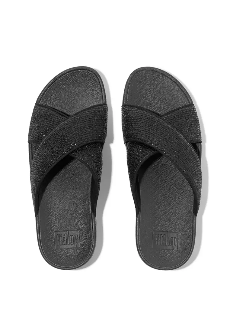 Lulu Crinkled-shimmer Cross Slides