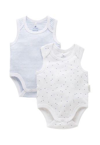 Purebaby Organic blue 2 Pack Singlet Bodysuit 4BDB7KA879B196GS_1