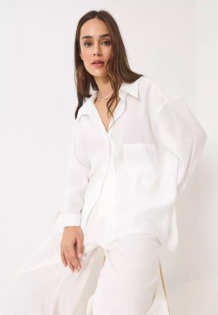 Women's Oversize V-Neck Modal Shirt 60388 60271075