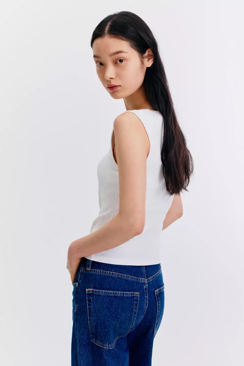 Integral-bra cotton vest top