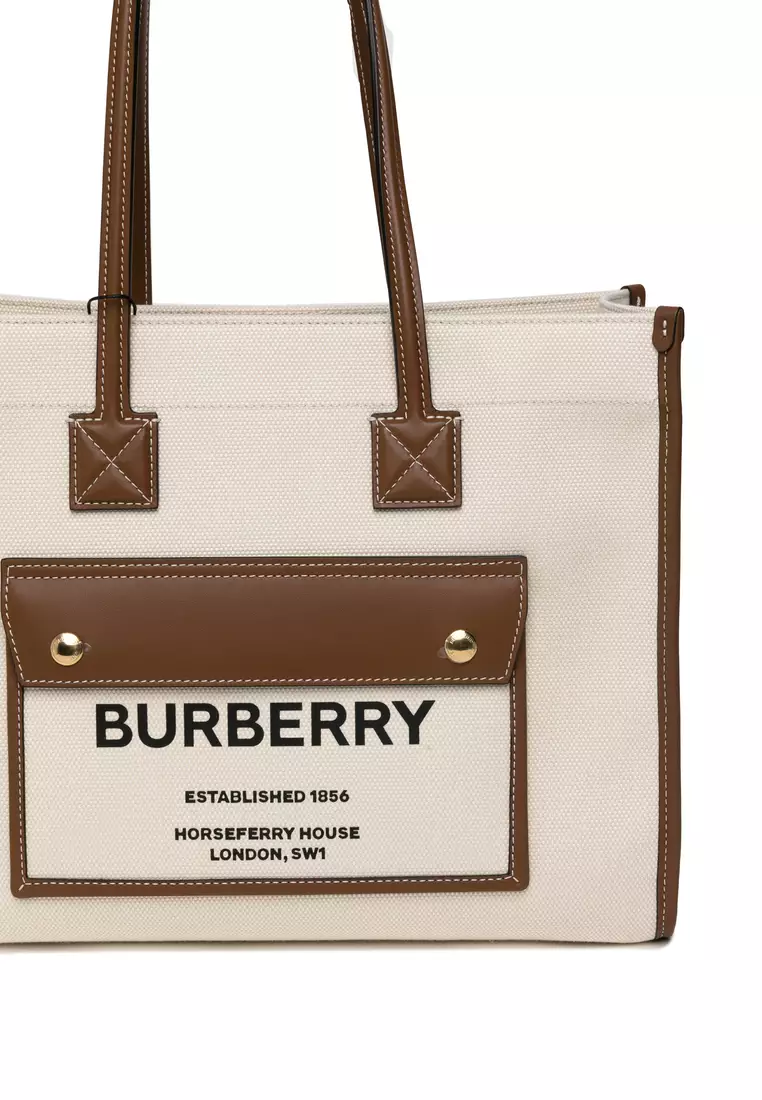 Buy Burberry Small Two-Tone Canvas And Leather Freya Tote Bag 2025  