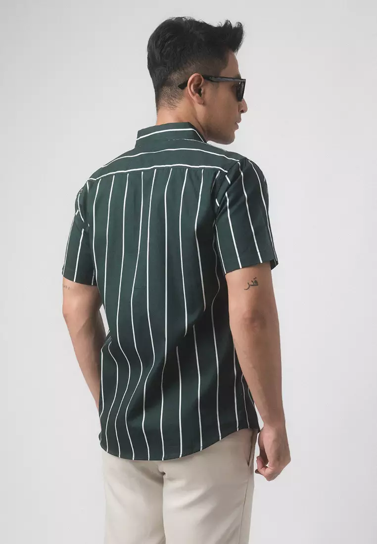 Vicente Stripe Dark Green SS