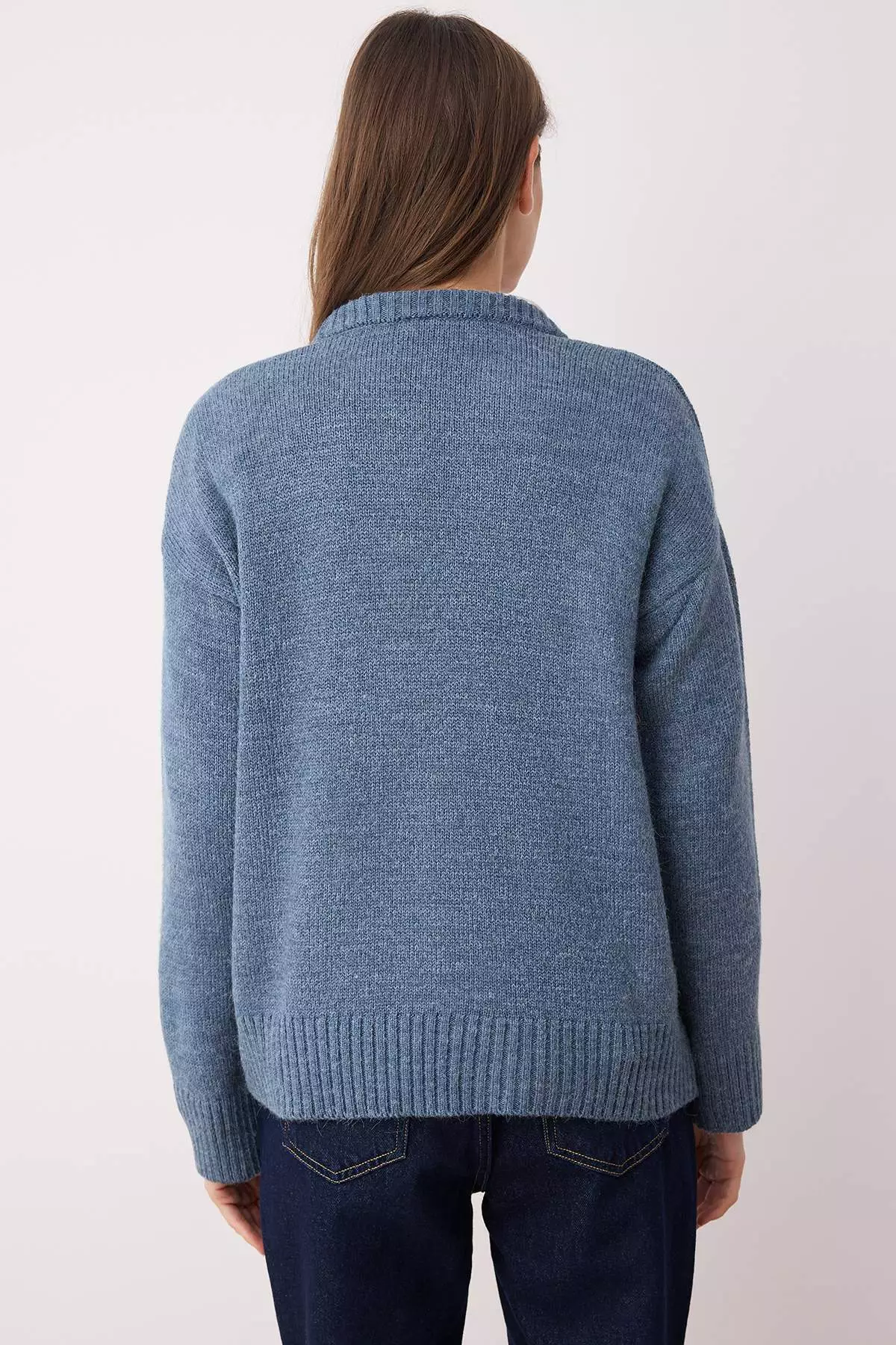 Indigo Wide Fit Soft Textured Knitwear Sweater