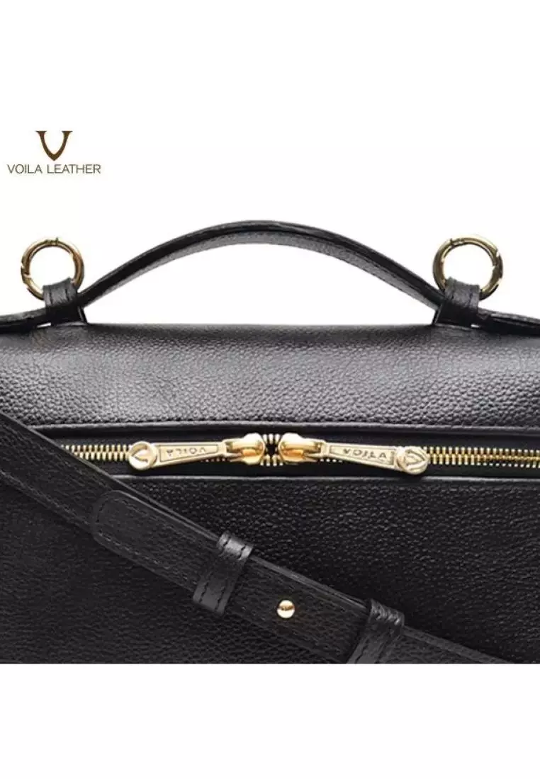 VOILA LEATHER Tas Tangan Tas Selempang Wanita Kulit Asli Genuine Leather Hand Bag Sling Bag NAVA Black
