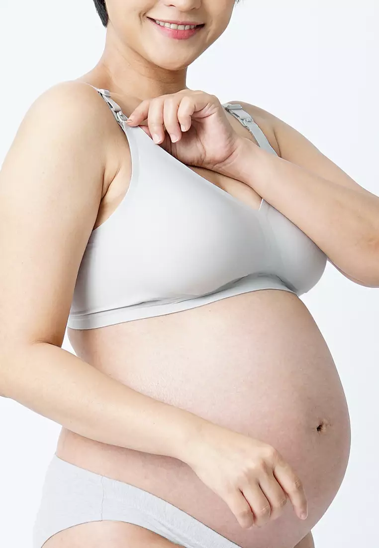 Light Grey Antibacterial Seamless Wireless Nursing Bra