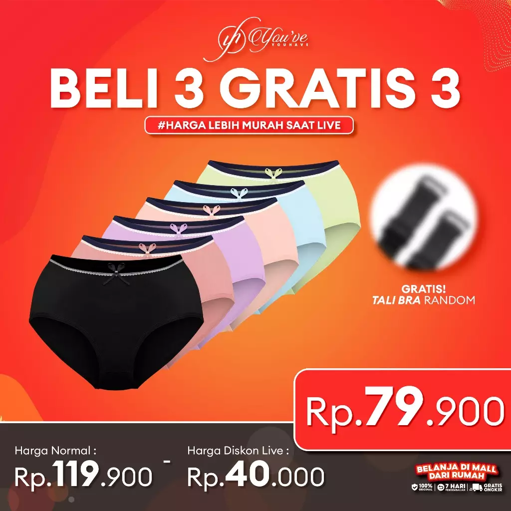 YOUHAVE PAKET BELI 3 GRATIS 3PCS LIVE EXCLUSIVE CD PREMIUM CELANA DALAM PANTY PAKAIAN DALAM WANITA 300072