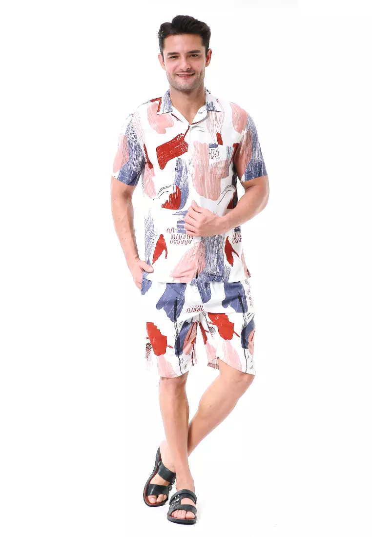 Deon Piyama Pria Spencer Motive Kemeja One Set Lengan Pendek Material Rayon ORIGINAL - Multicolor