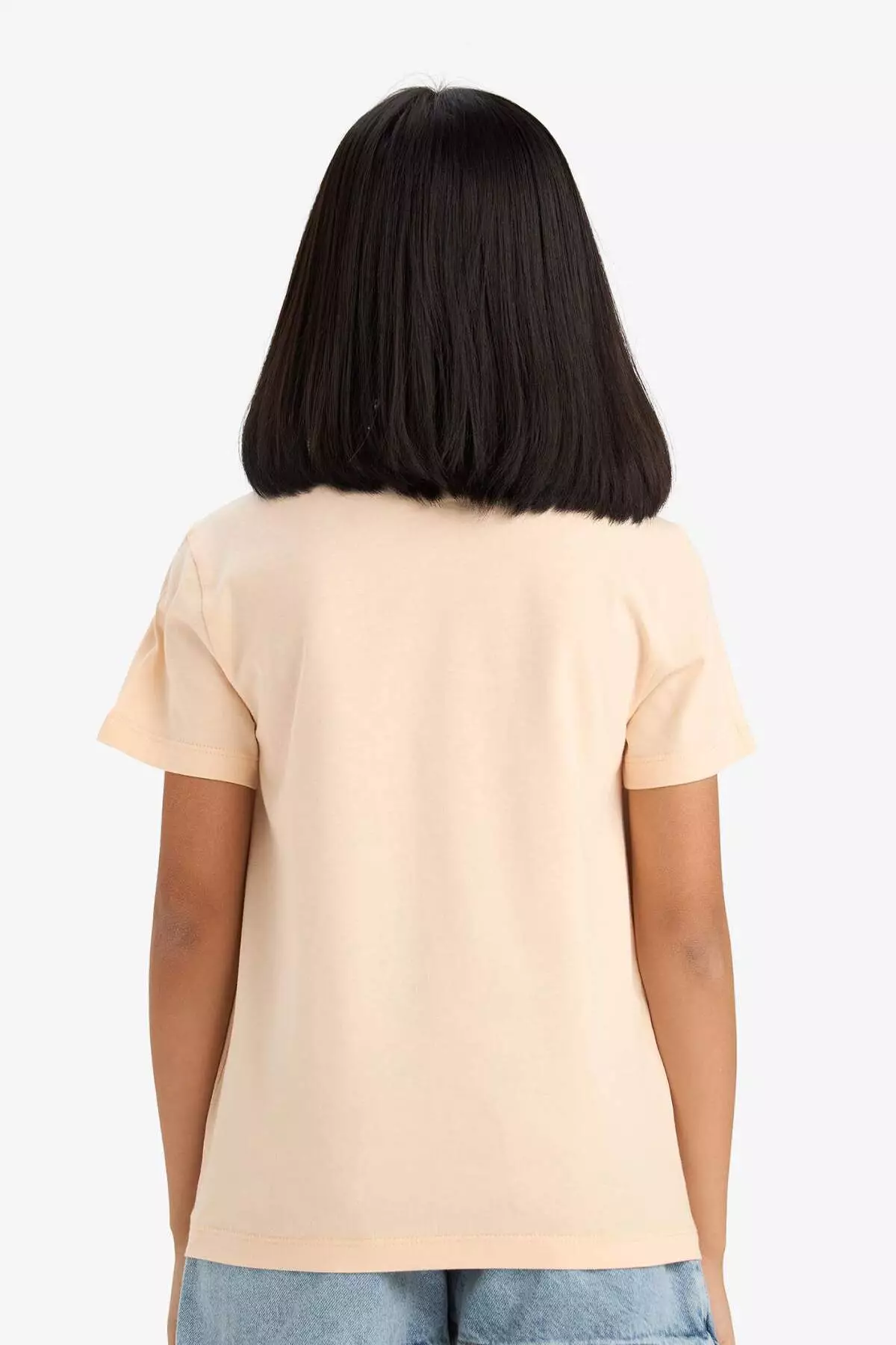 Girl's Crew Neck Anime Printed Short Sleeve T-Shirt E0350A825Sm