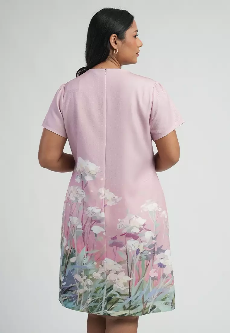 Milly Plus Size Sofella Abstract Floral Border Shift Dress