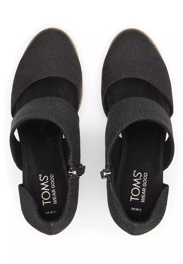 TOMS Women Milan Black Mlge Woven Heels