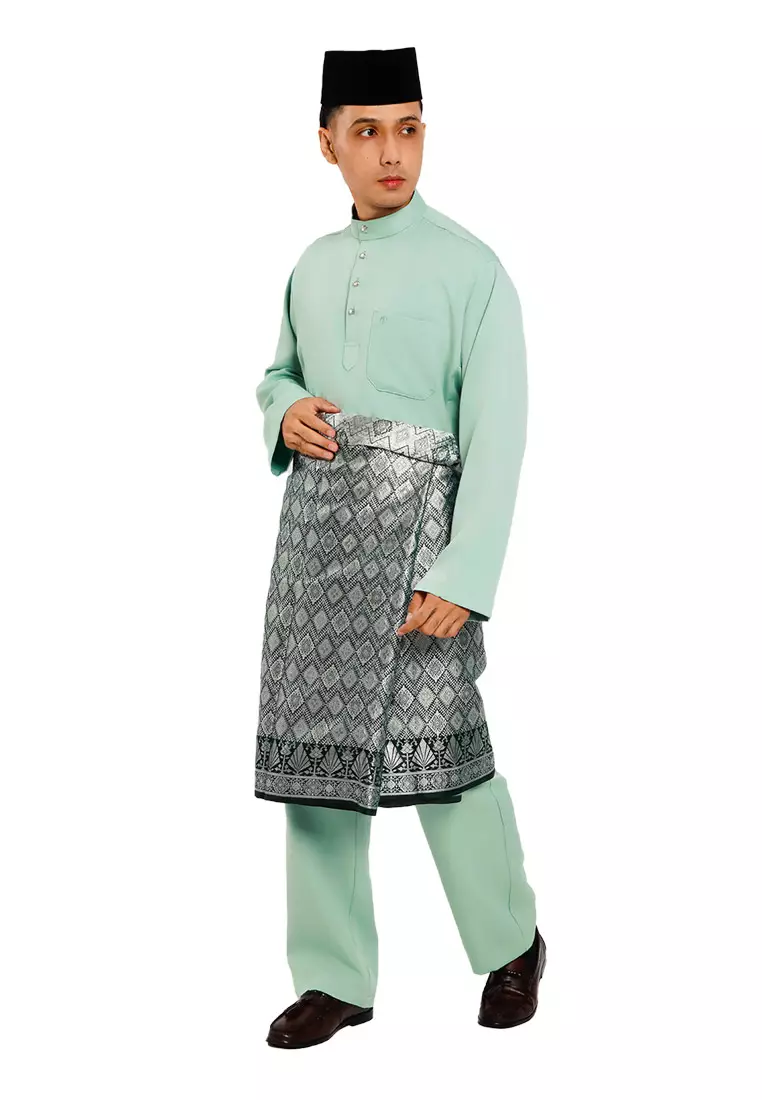 Alain Delon Baju Melayu Regular Fit Sedondon anak Budak - 19025001-45DustyGreen