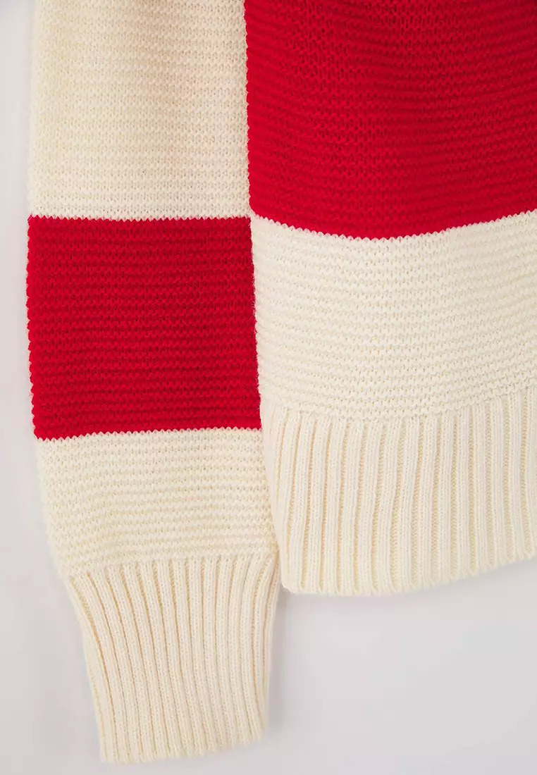 Teen Stone Striped Polo Neck Knit Cardigan Twoaw26Hi00202