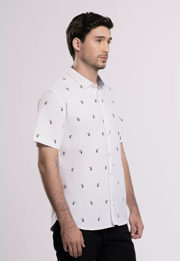 MOC Kemeja Lengan Pendek Pria GODRIC-WHITE