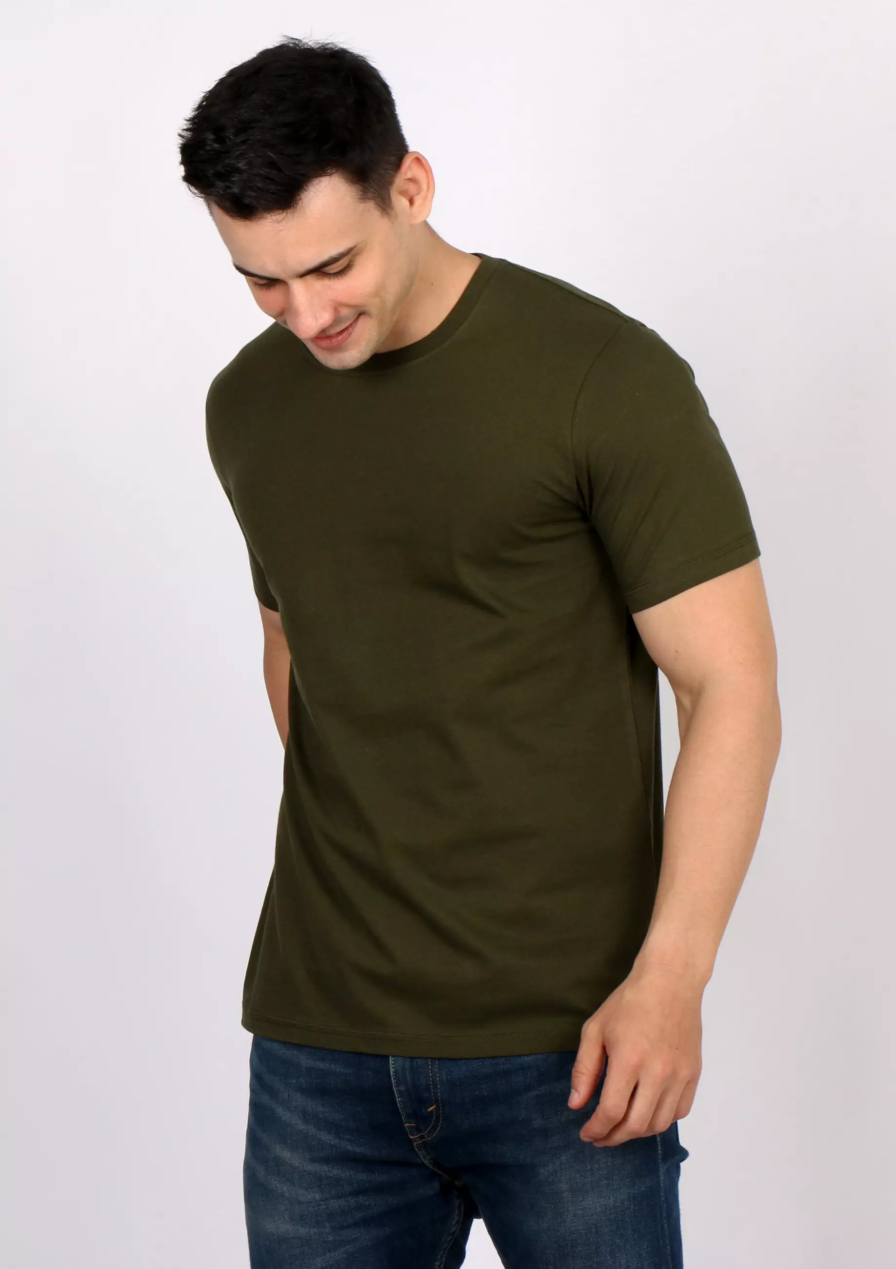 Simple Perfect Kaos Polos Cotton Lengan Pendek Army