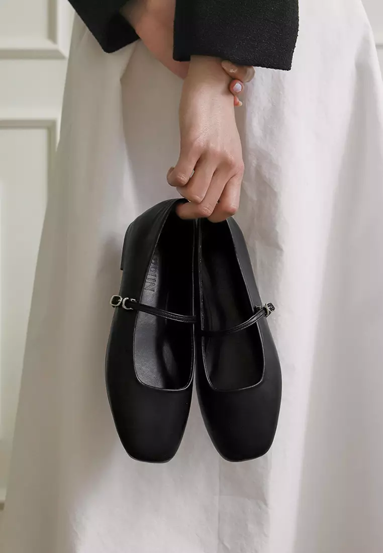 Nhibre Maryjane Flats (1cm) - Black