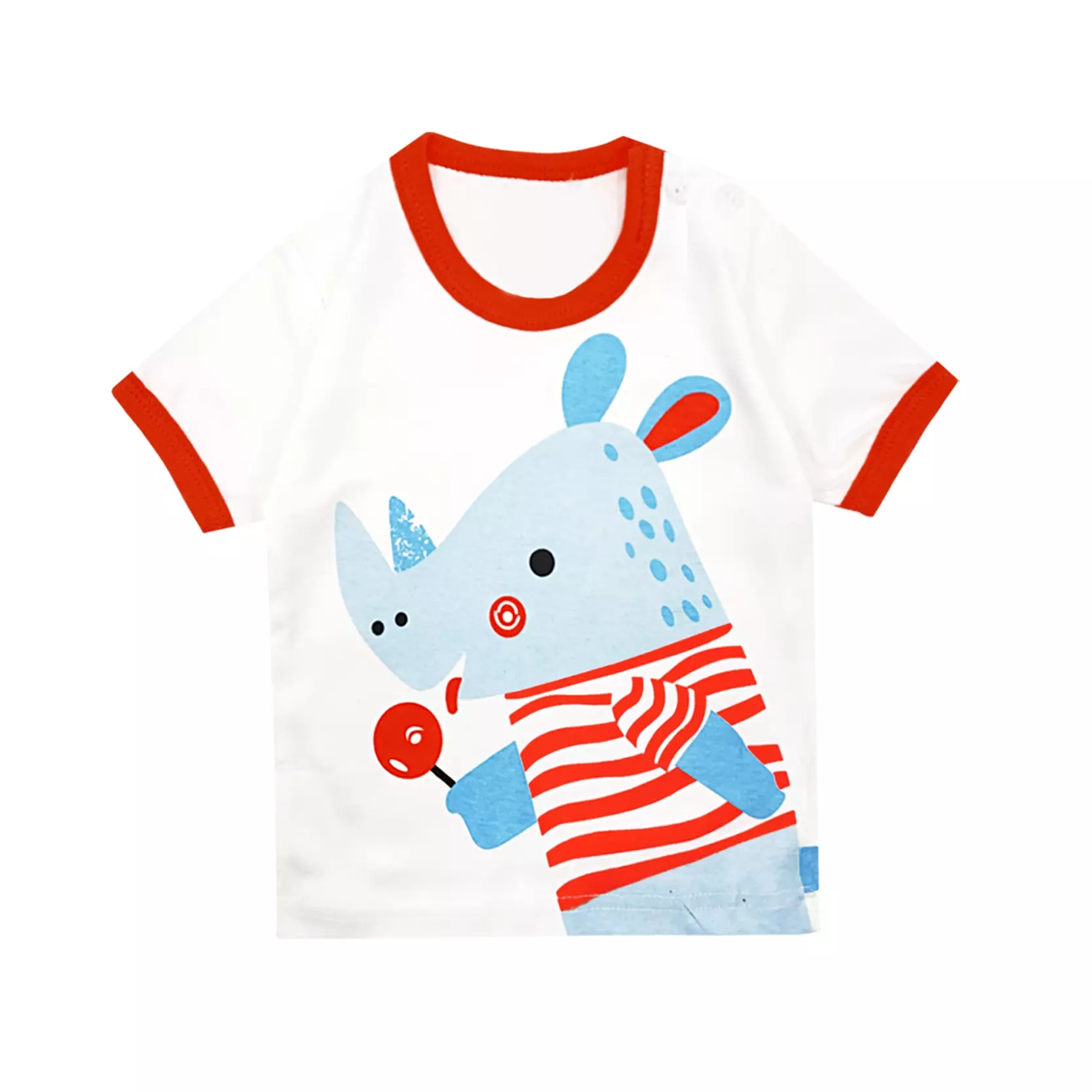 Wakakids Baju Oblong Pendek Setelan Bayi Anak Laki Laki Usia 0 Bulan Hingga 6 Bulan Motif Hippo 4034 Merah