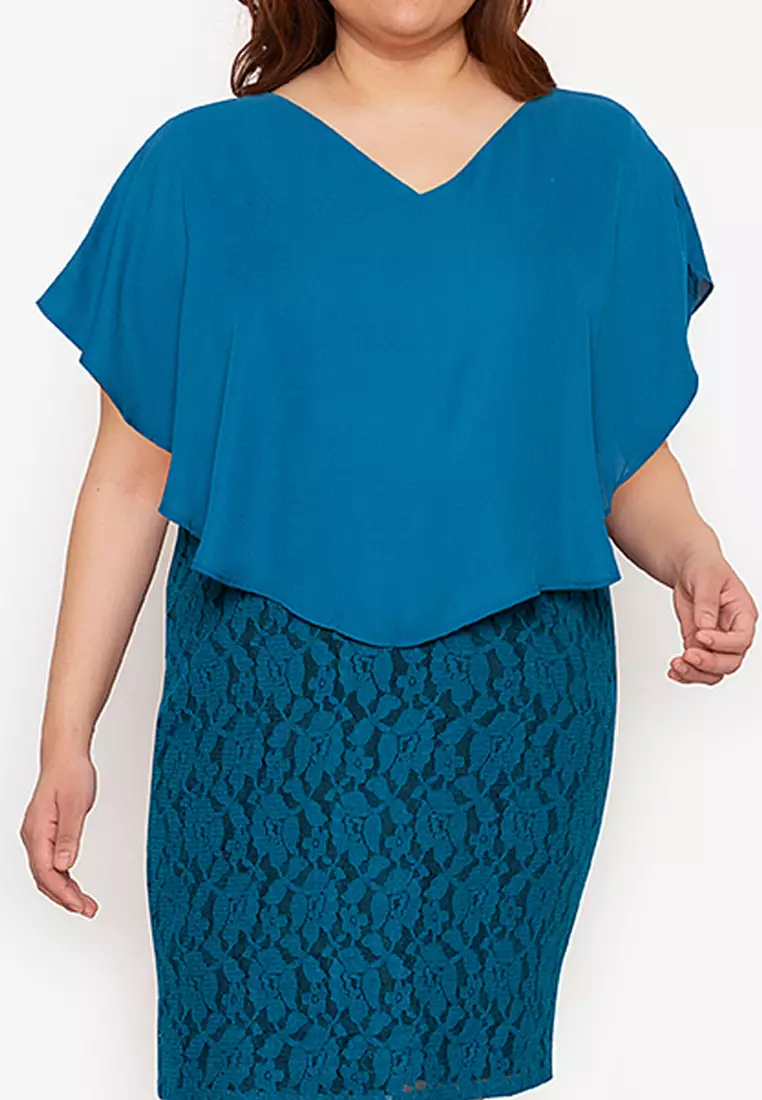 Plus Size Shawl Lace Sheath Dress