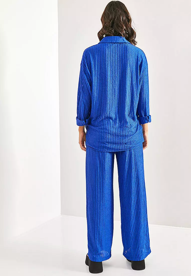 Long Sleeves Shirt & Wide Leg Pants Set