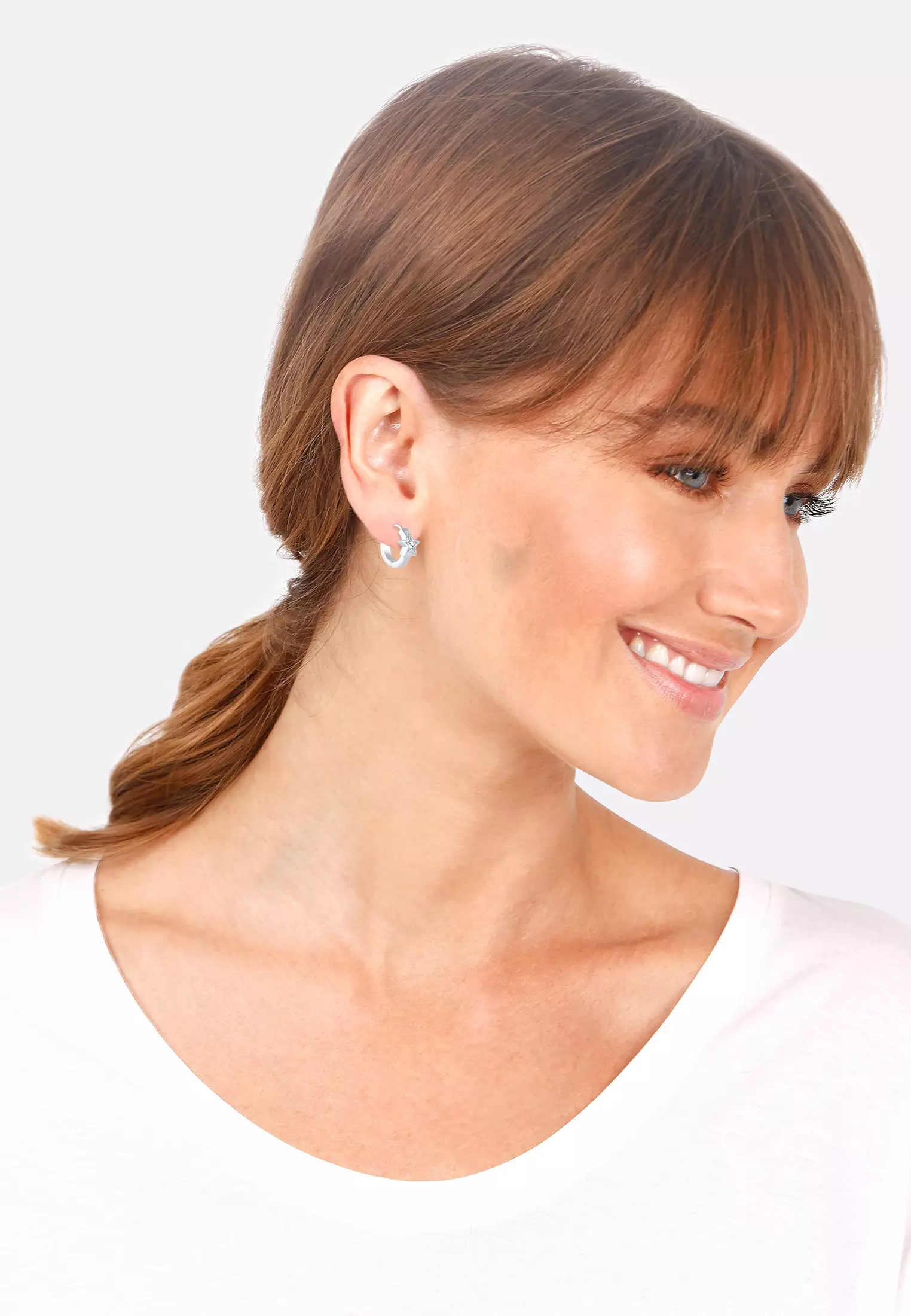 Earrings Hoops Stars Moon Astro Look Crystals