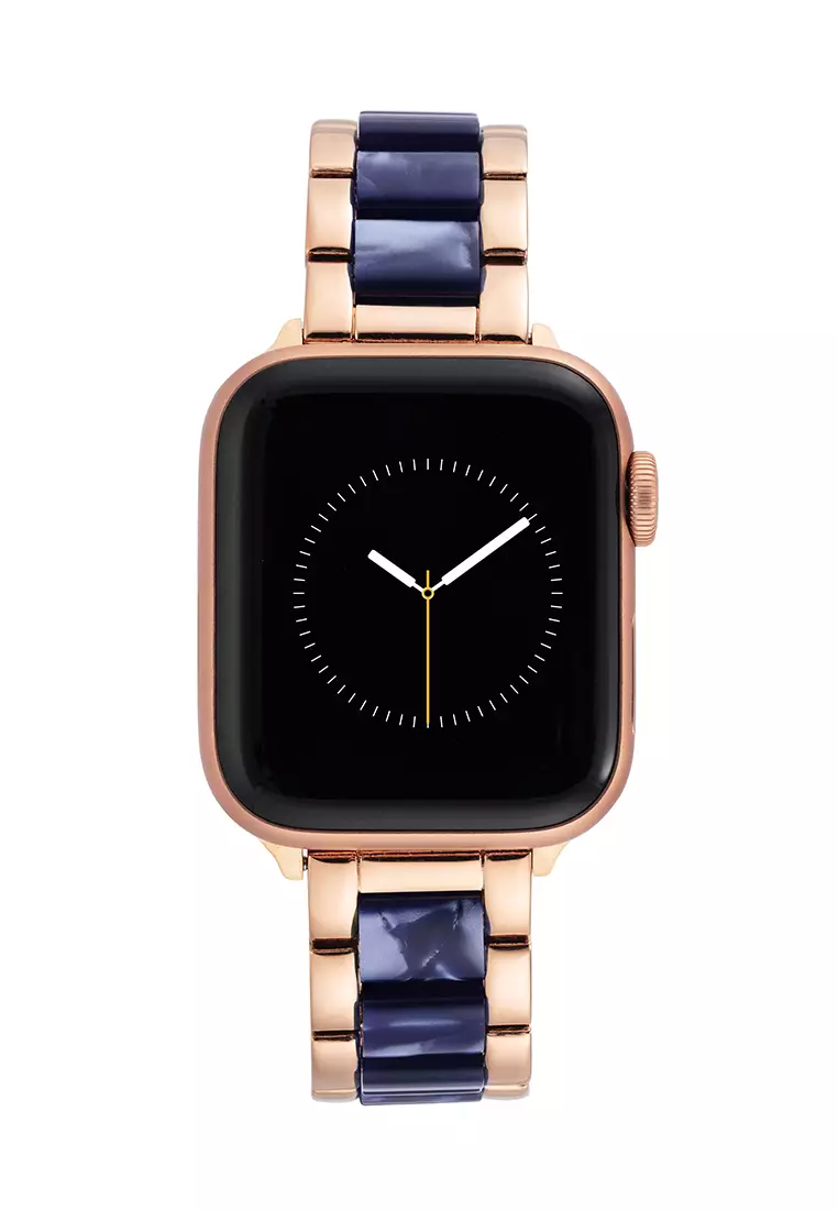 Rose gold watch deals with navy band