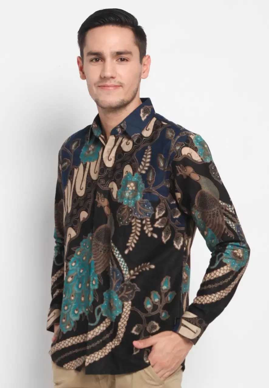 Navy Aditya Kemeja Batik Pria Premium Slimfit Modern Lengan Panjang