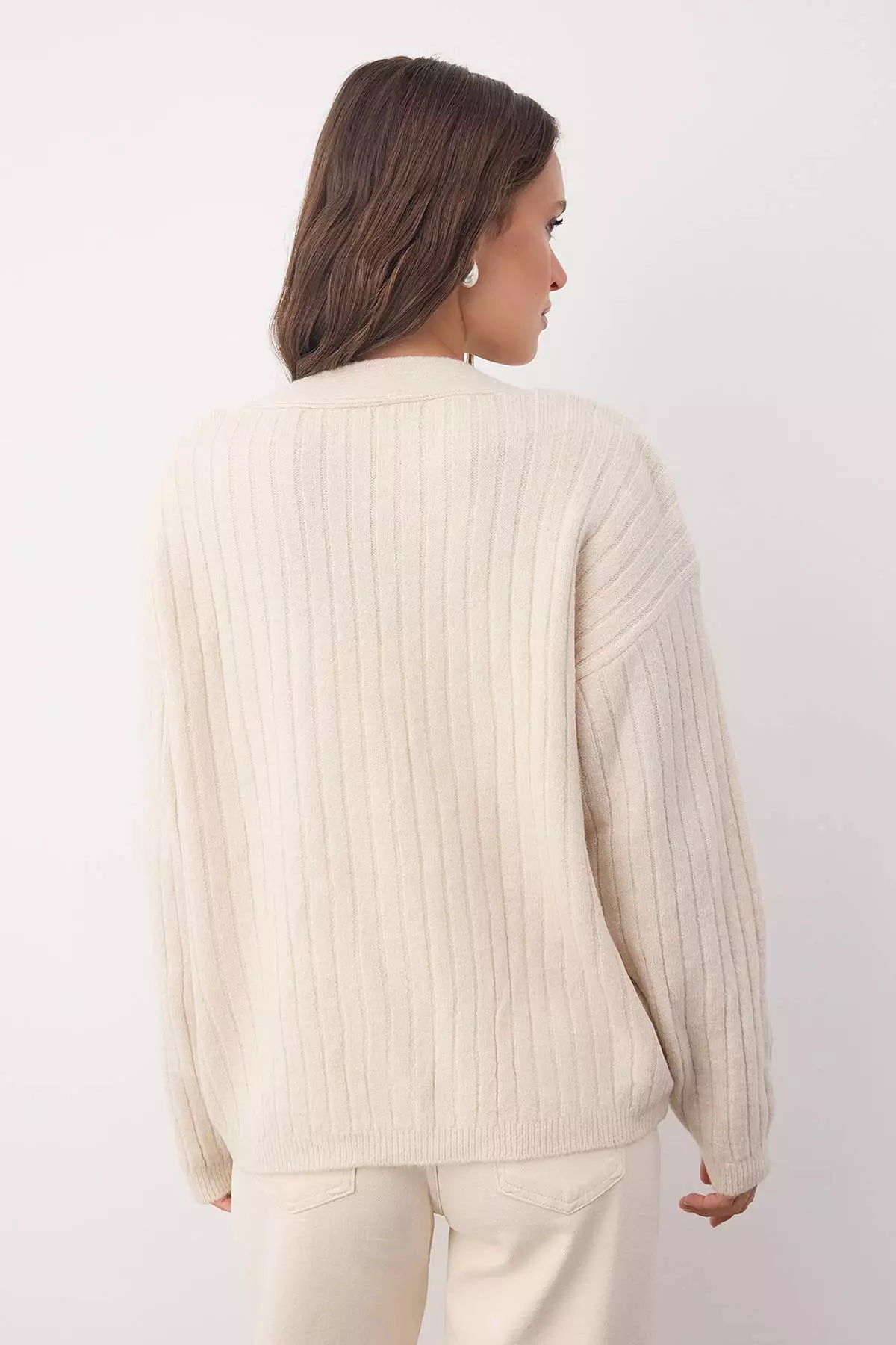 Wardrobe Essentials Stone Soft Texture Basic Wide Pattern Knit Cardigan | Twoaw26Hi00119