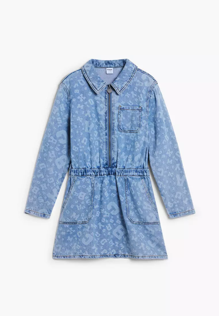 Front Zipper Denim Dress