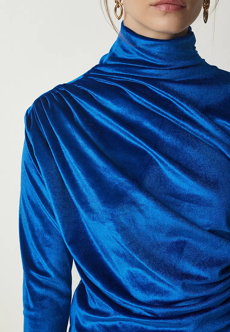 Draped Velvet Blouse