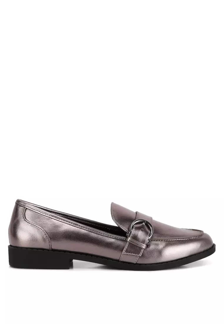Discount on London Rag  shoes - SKU: Pewter Metallic Faux Leather Loafers