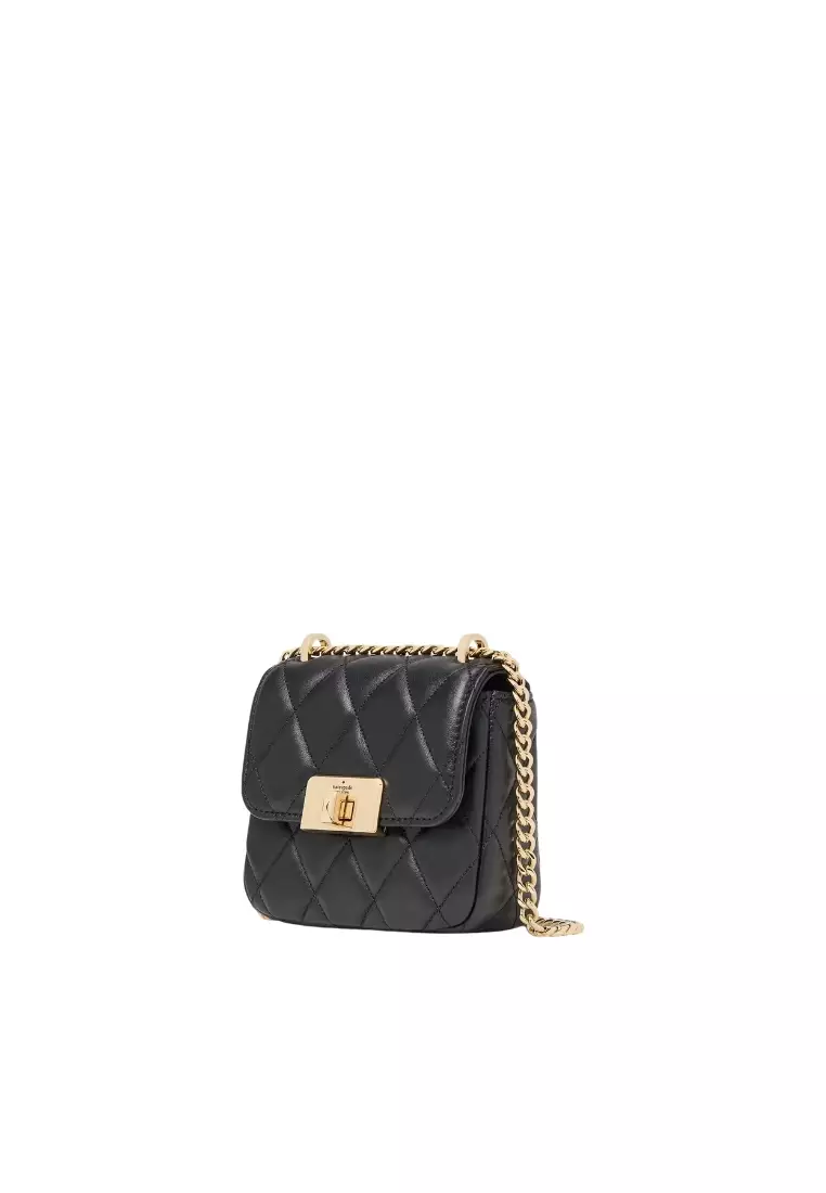 Kate Spade Carey Quilted Micro Flap Crossbody Bag In Black KJ956