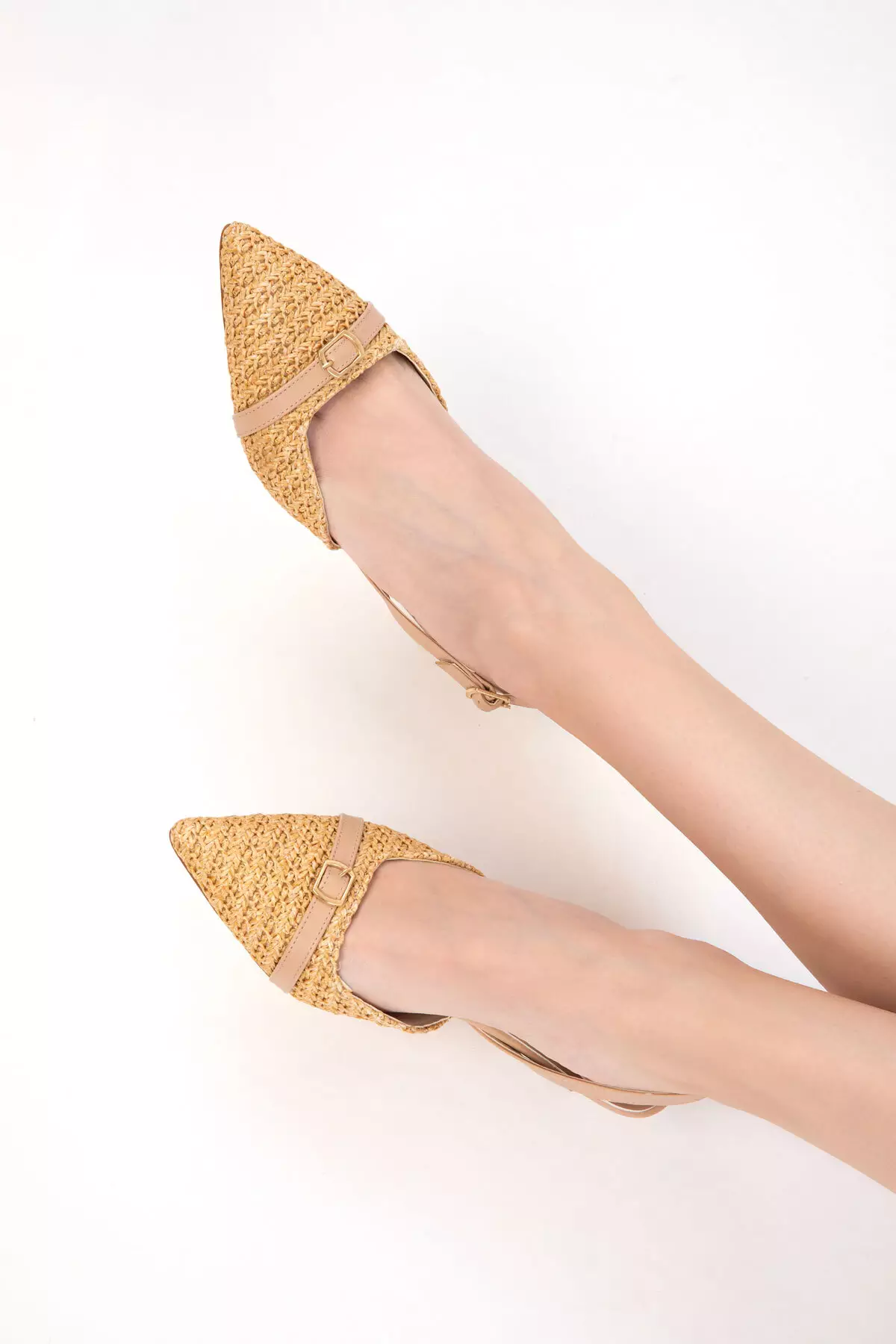 Nude Straw Women's Classic Heeled Shoes 20681