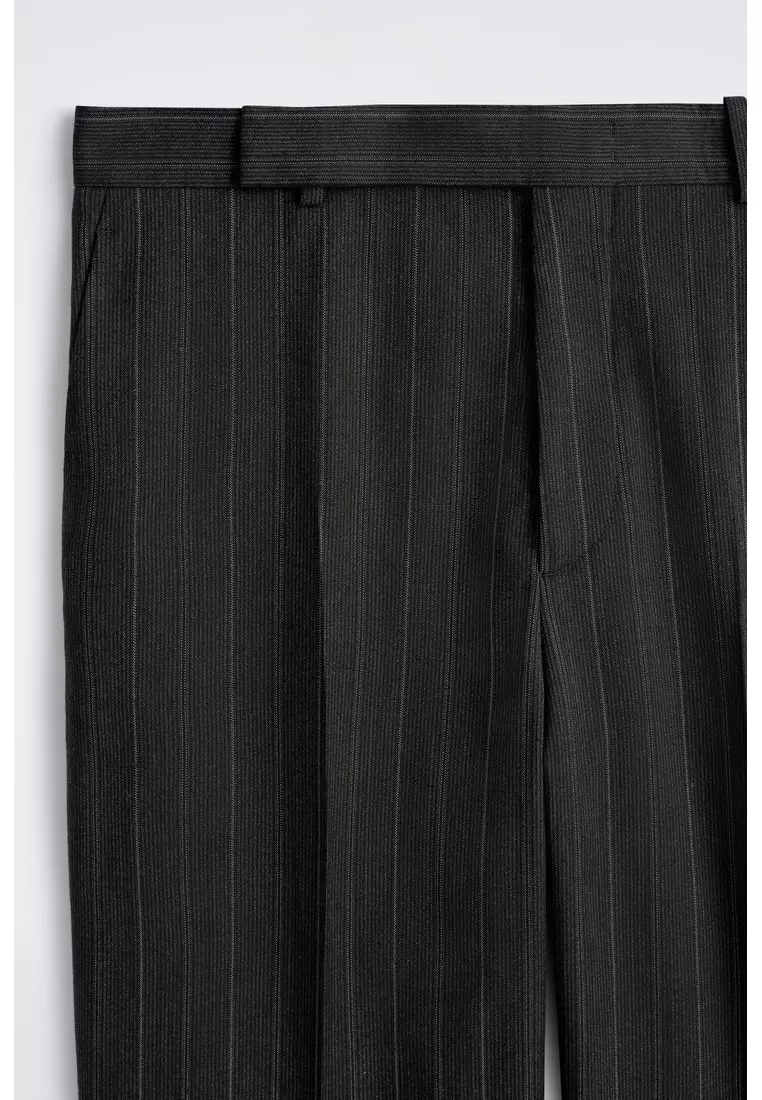 PINSTRIPED RELAXED-FIT WIDE-LEG TROUSERS