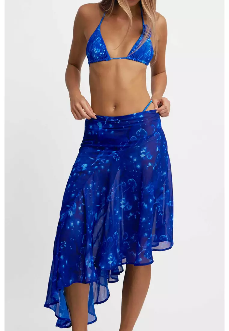 Phoebe Asymmetrical Skirt / Cyanotype