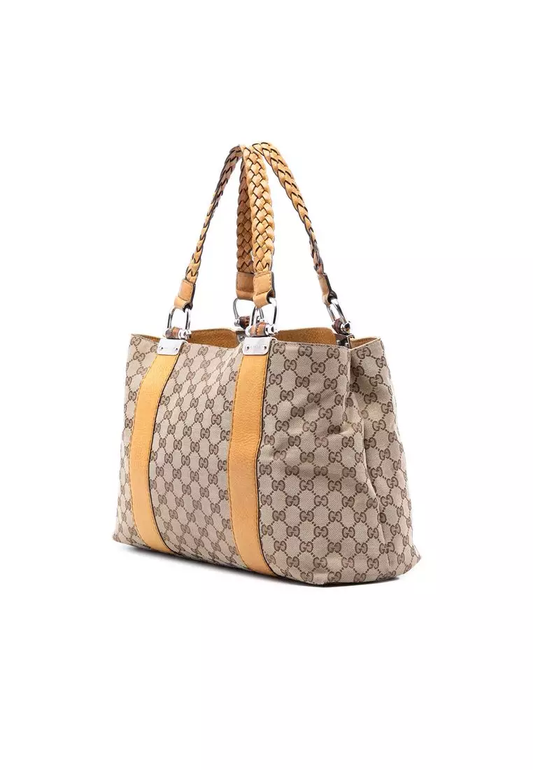 Pre-Loved Gucci Gg Canvas Bamboo Libeccio Tote