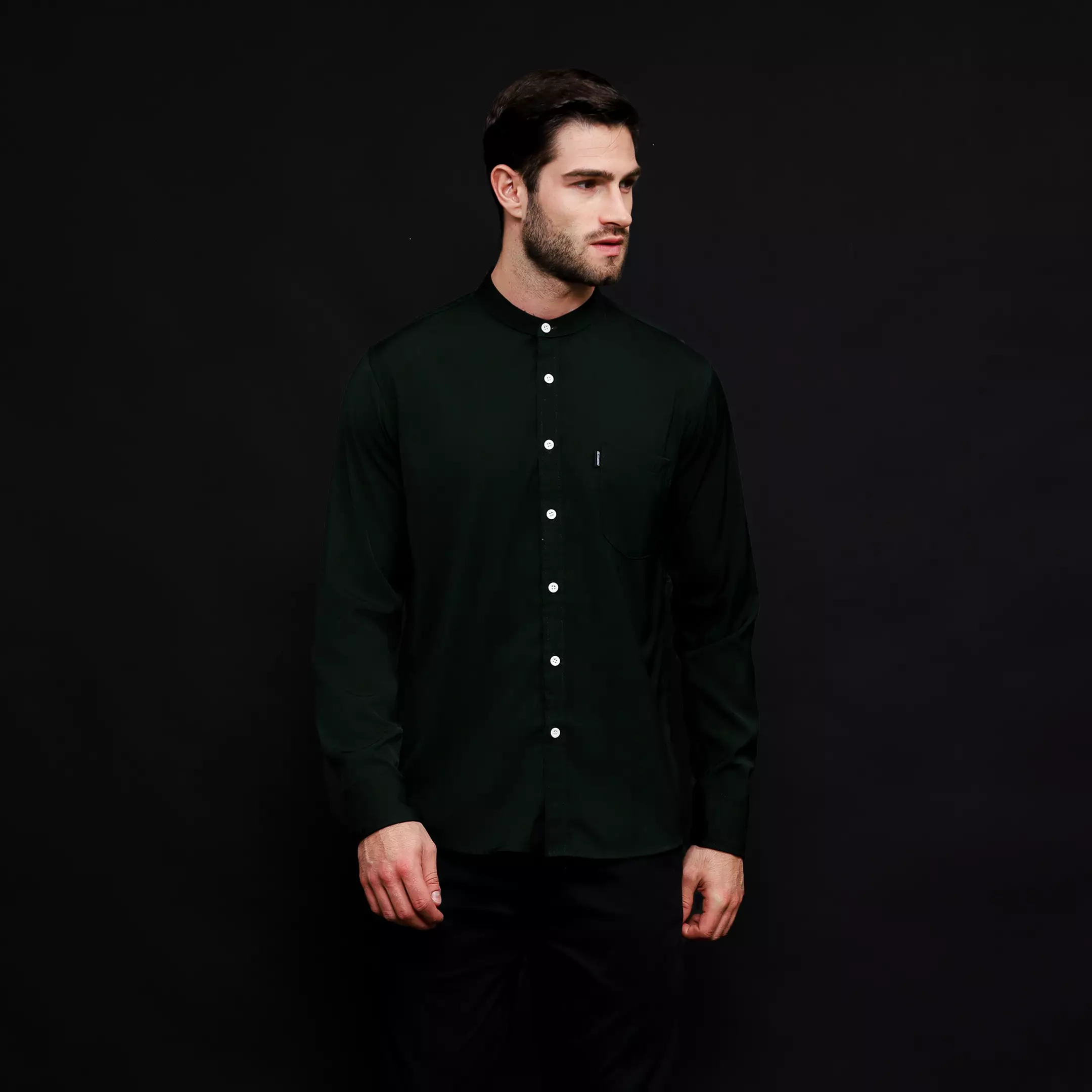 Rayon Shanghai Kemeja Panjang Polos Green