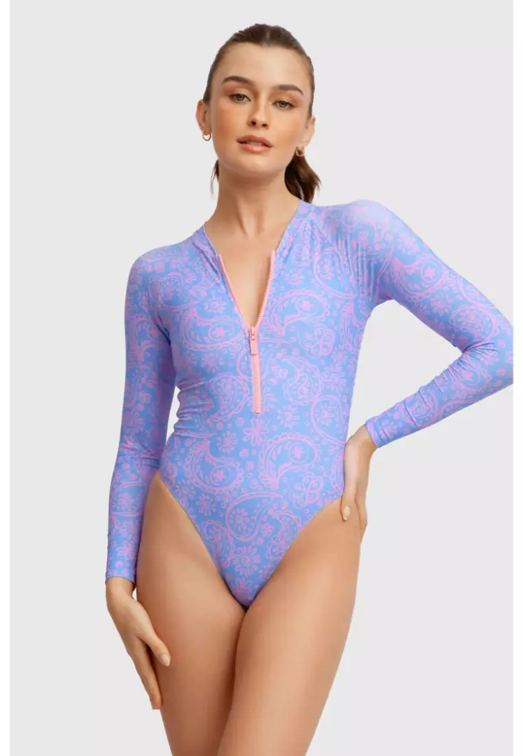 Jenny Long-Sleeve Surf One Piece / Lazy Paisley