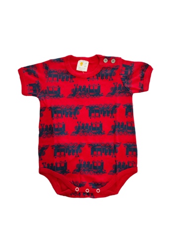 Curiosity Fashion red Curiosity My Curious Baby Newborn Romper Set for 0-24 Months (Red Trains) 4F682KA3785A77GS_1