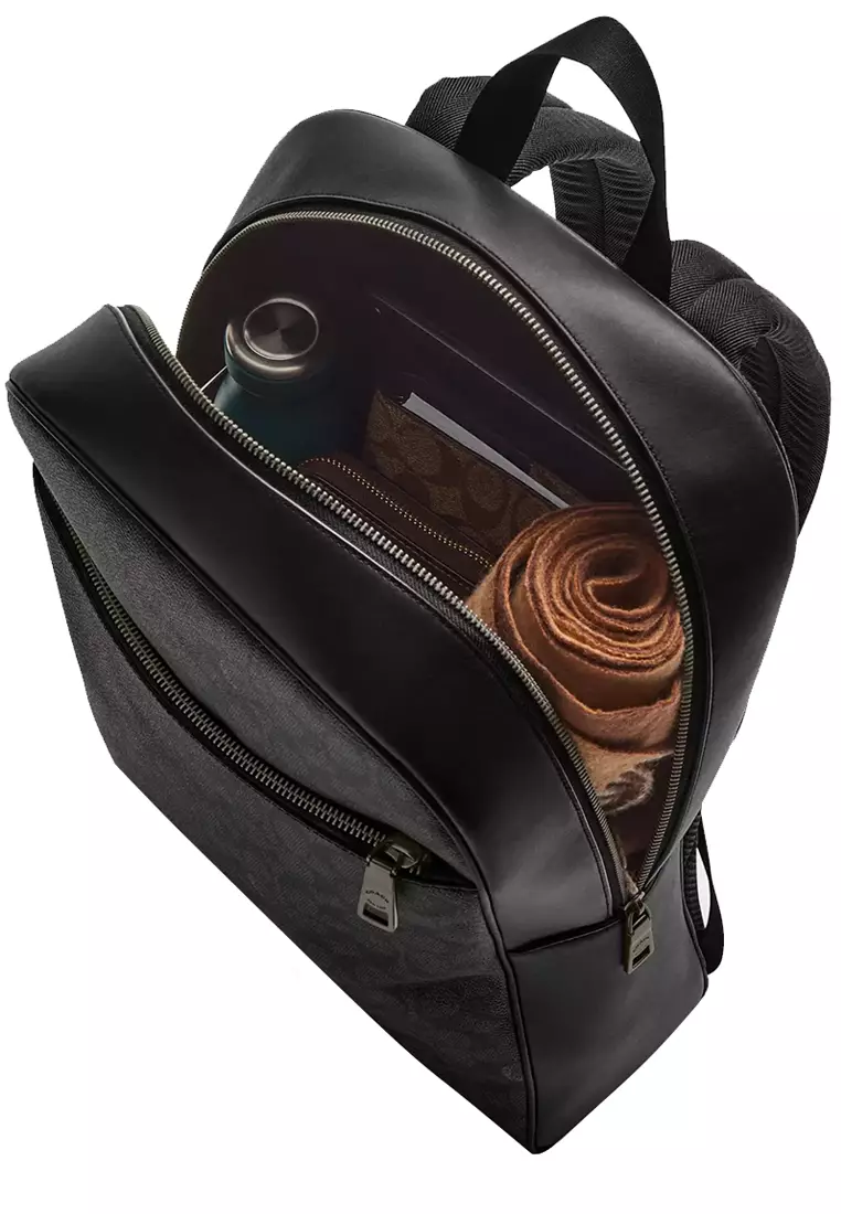 Owen Backpack Bag In Signature Canvas - Charcoal/ Black CAJ90