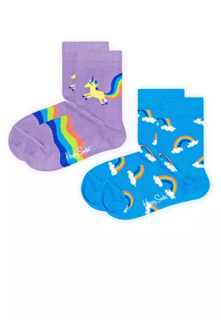 2-Pack Unicorn & Rainbow Kids Socks