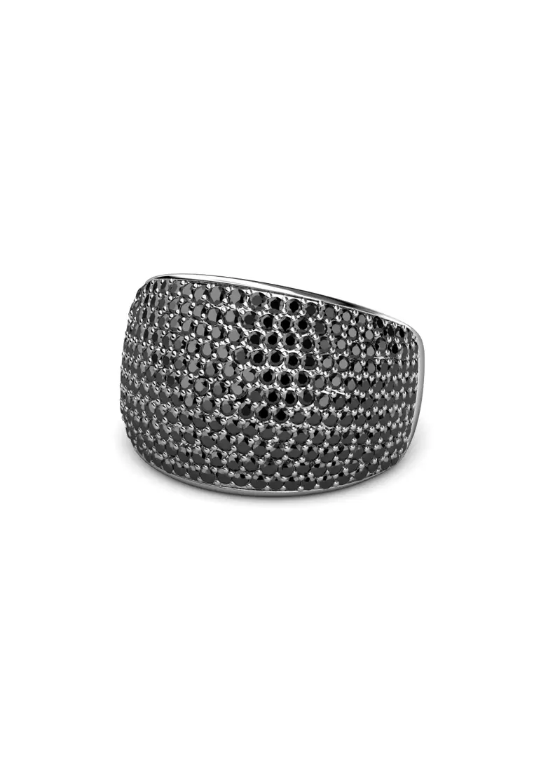 Glamour Metal Ring BK - Cincin Crystal Swarovski by Her Jewellery