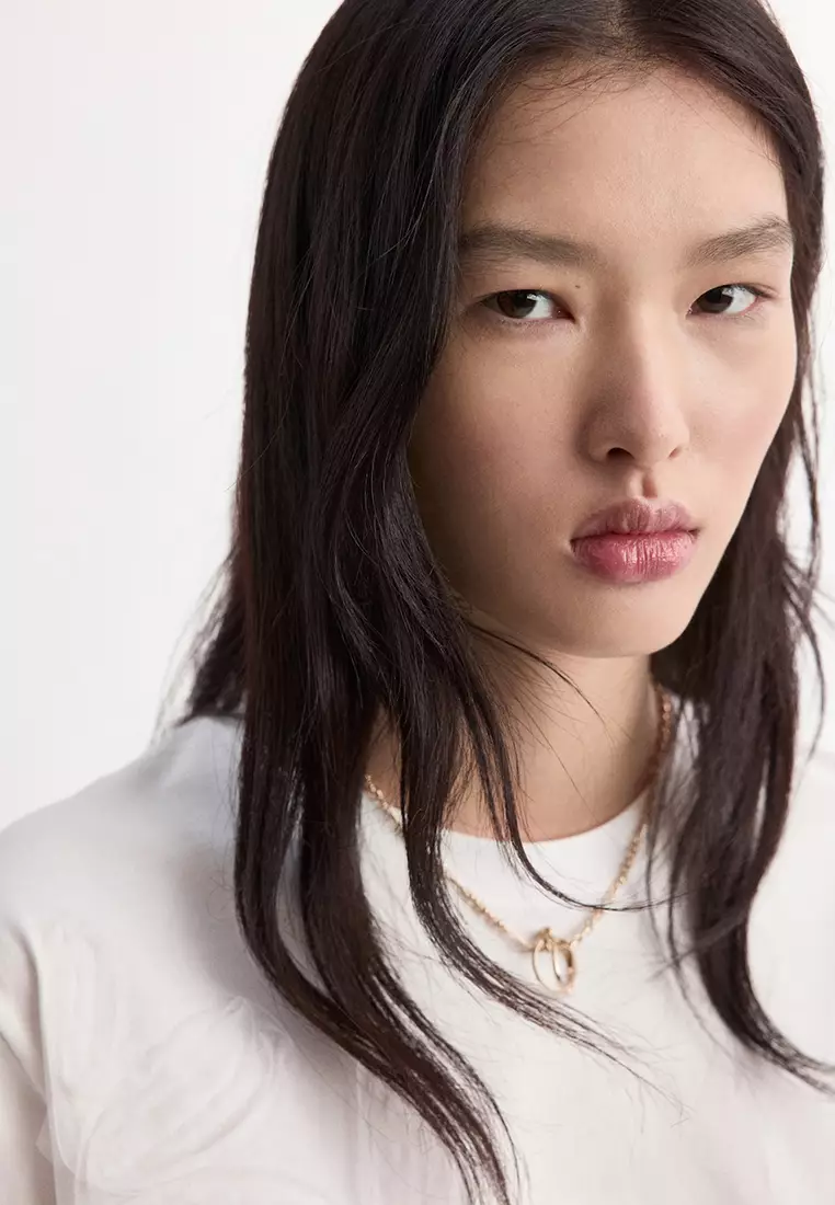 Floral-Embroidered Cotton T-Shirt