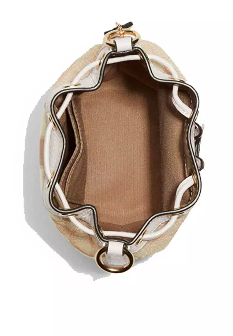 Mini dempsey camera bag in signature jacquard discount with stripe and coach patch
