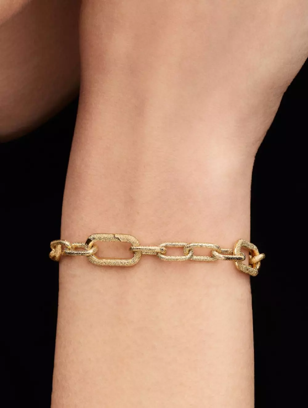 Texture 14k gold-plated link bracelet with 2 openable links