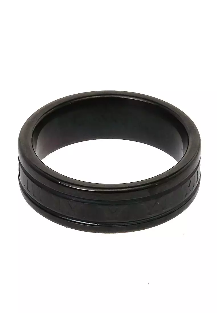 Ethan Ring Cincin Unisex Casual Simple Comfortable Stainless Material Titanium ORIGINAL - Black
