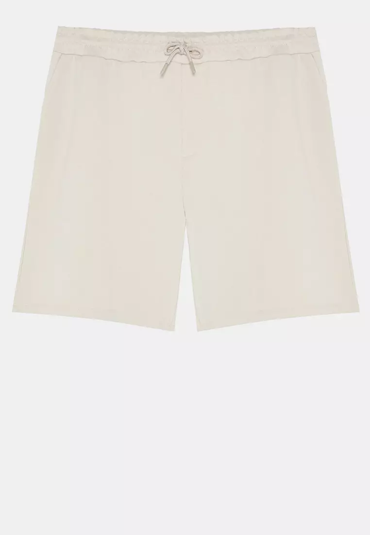 Large Size Stone Regular Cut Comfortable 100% Cotton Basic Shorts TMNSS24AP00001