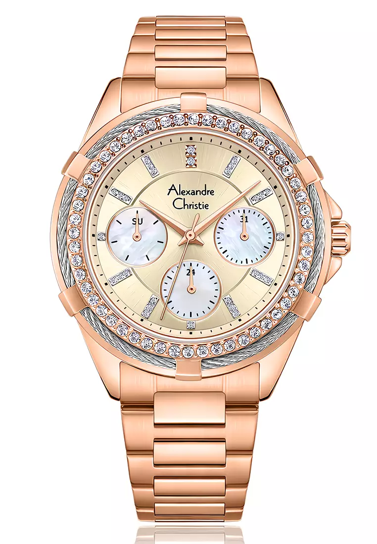 Alexandre Christie 2B09 BFBRGLN - Jam Tangan Analog Wanita - Rosegold - Stainless Steel